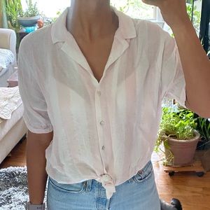 Striped tie-front top